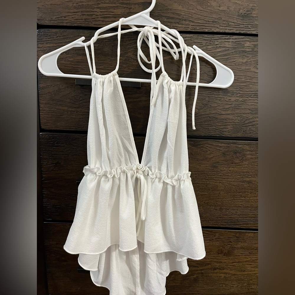 White halter neck top
